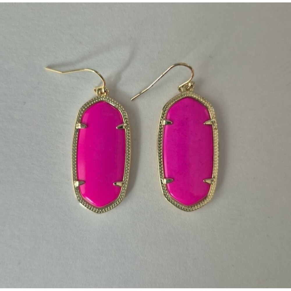 Kendra Scott Magenta Magnesite 14K Gold Plated Oval Elle Drop Dangle Earrings